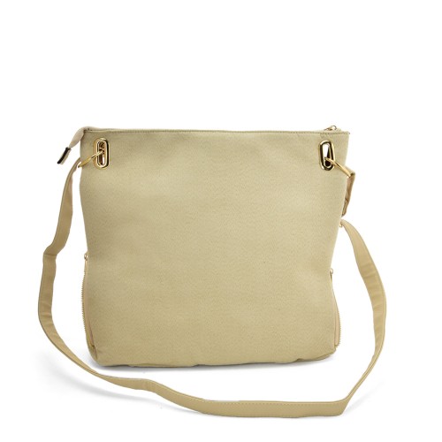 SY2204 BEIGE - Handbag With Symmetrical Zipper Design