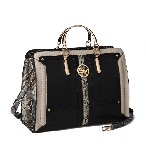 SY2214-BLACK - Women's new fashion snake print HANDBAG -NO PURSE