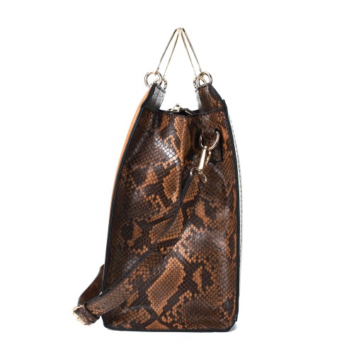 SY2214-BROWN - Women's new fashion snake print HANDBAG -NO PURSE