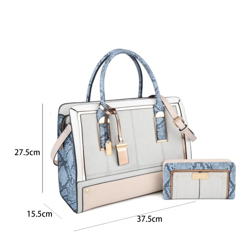 SY2219-GREY -  Women's new fashion snake print color handbag without purse