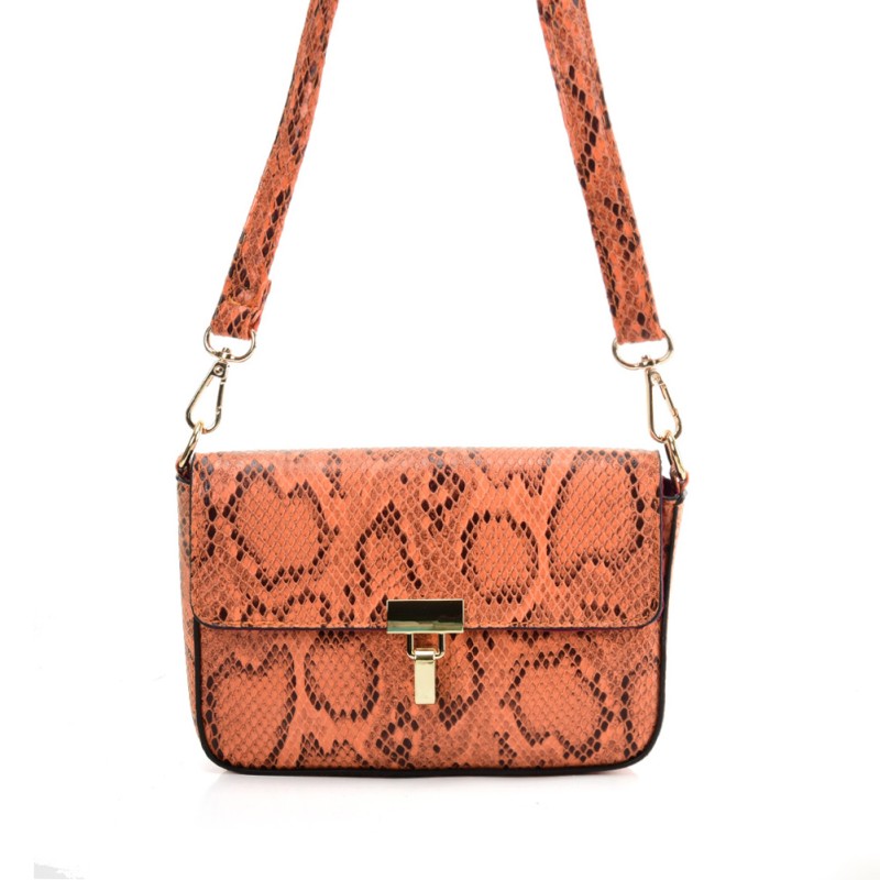 VK2116 ORANGE - Snakeskin Handbag For Women