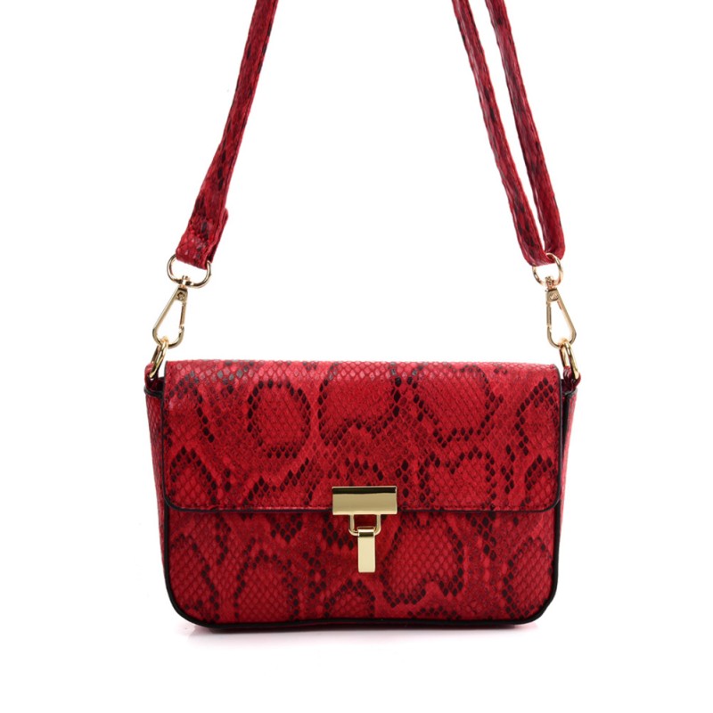 VK2116 RED - Snakeskin Handbag For Women