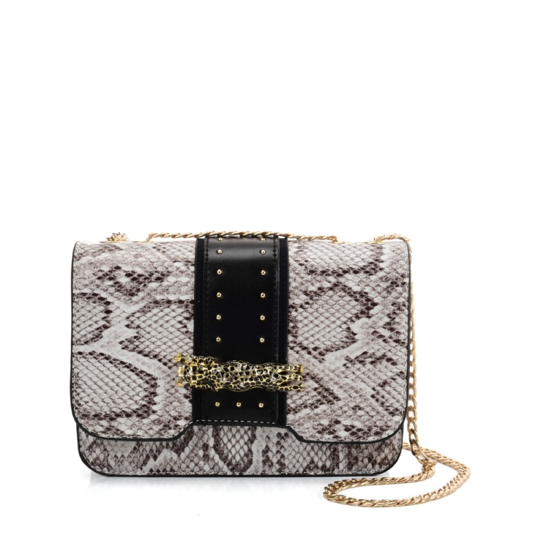 VK2118 BEIGE - Snakeskin Chain Bag For Women