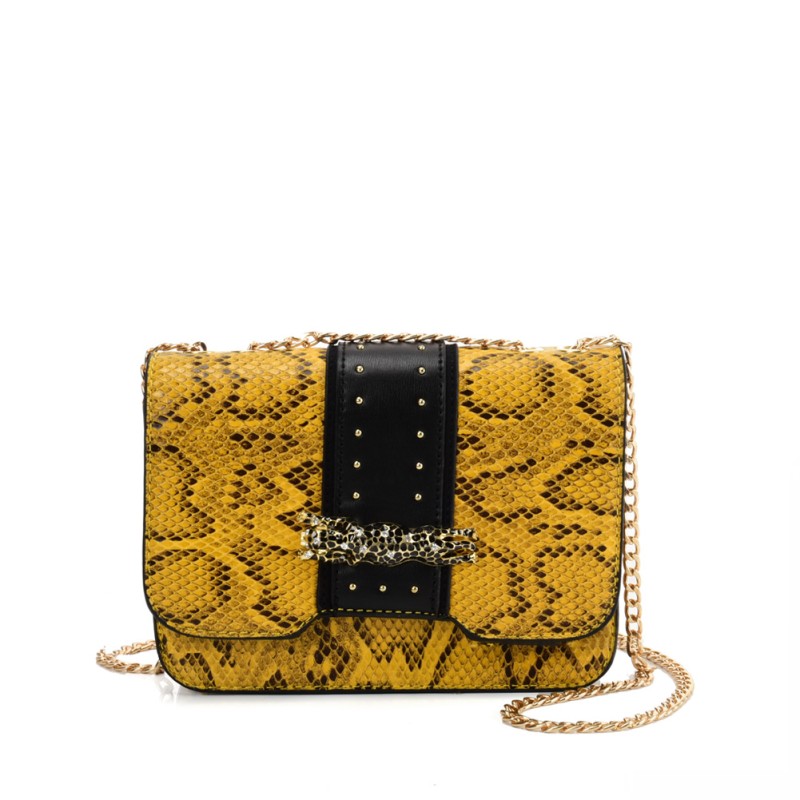 VK2118 YELLOW - Snakeskin Chain Bag For Women