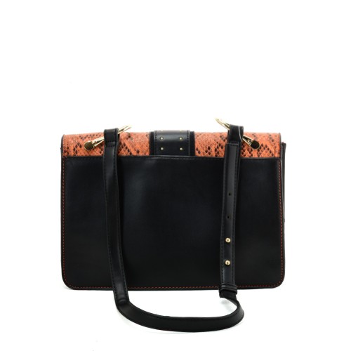 VK2119 Orange - Snakeskin Cross Body Bag For Women With Buckle Design