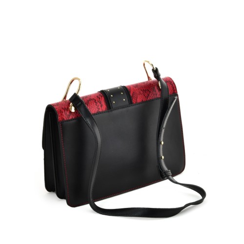 VK2119 Red - Snakeskin Cross Body Bag For Women With Buckle Design