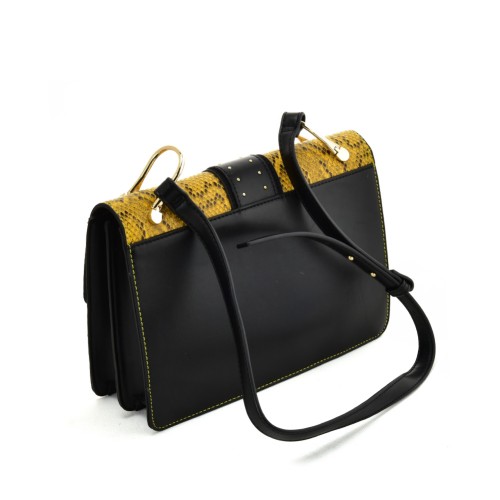 VK2119 Yellow - Snakeskin Cross Body Bag For Women With Buckle Design