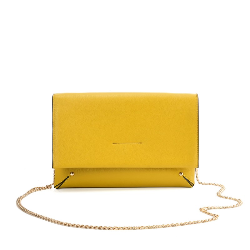 VK2121 YELLOW - Simple Solid Color Leather Handbag