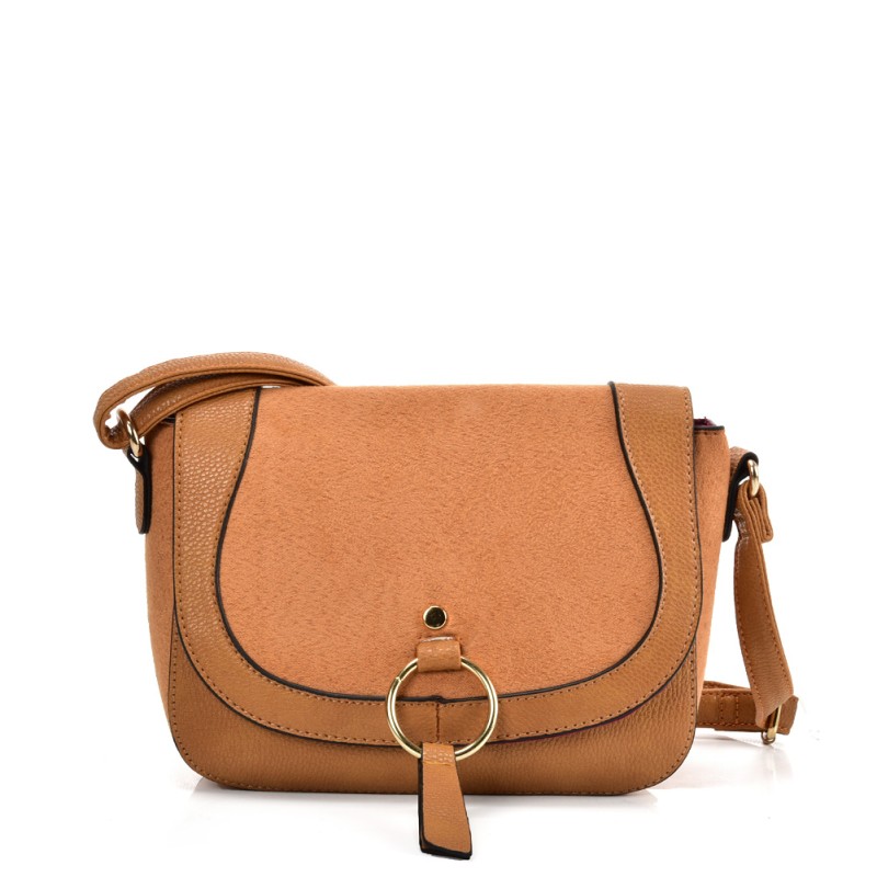 VK2122 EARTH YELLOW - Simple Solid Color Leather Saddle Bag