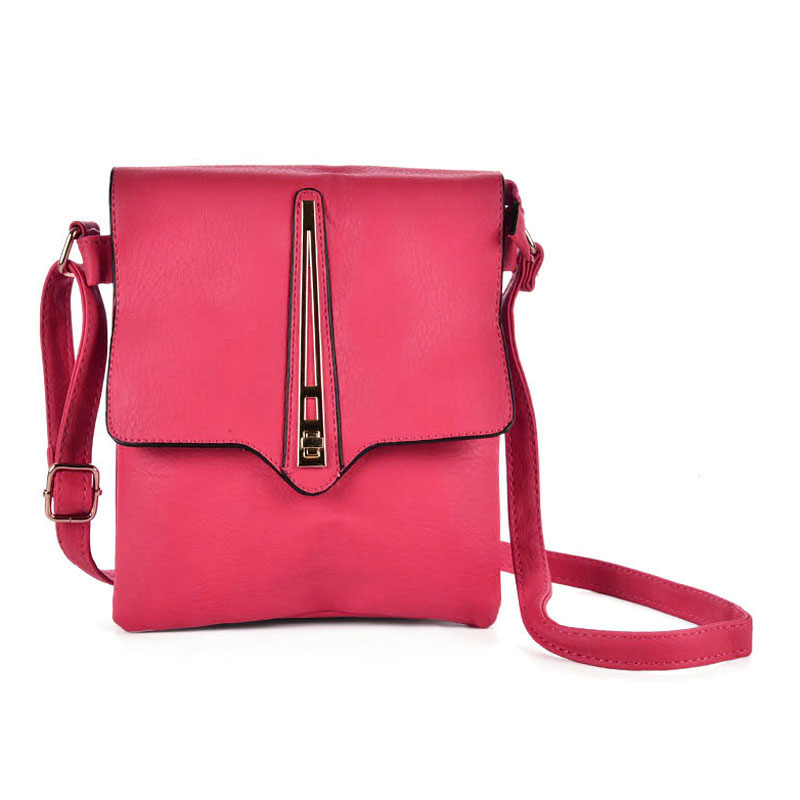 VK5267 Fushia - Metal Lock Decoration Cross Body Bag