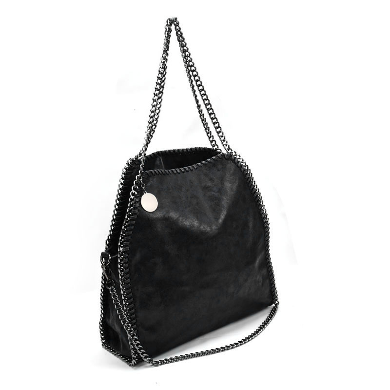 VK5326 Black - Retro Bucket Bag With Chain Handle