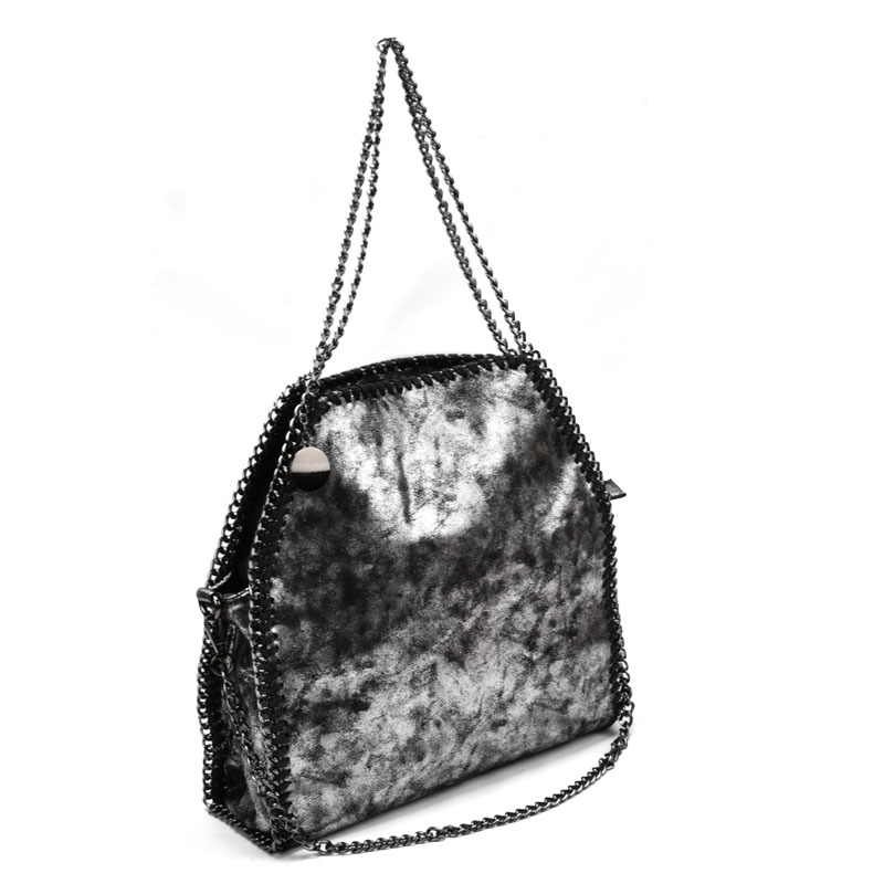 VK5326-1 Grey - Retro Bucket Bag With Chain Handel