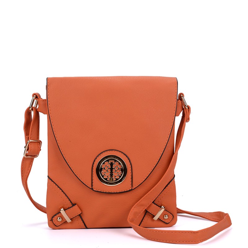 VK5344 Orange - Cross Body Bag With Metal Detail