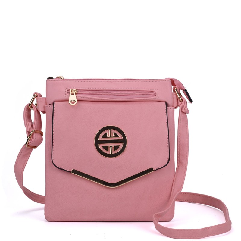 VK5345 Pink - Classic Cross Body Bag With Metal Detail