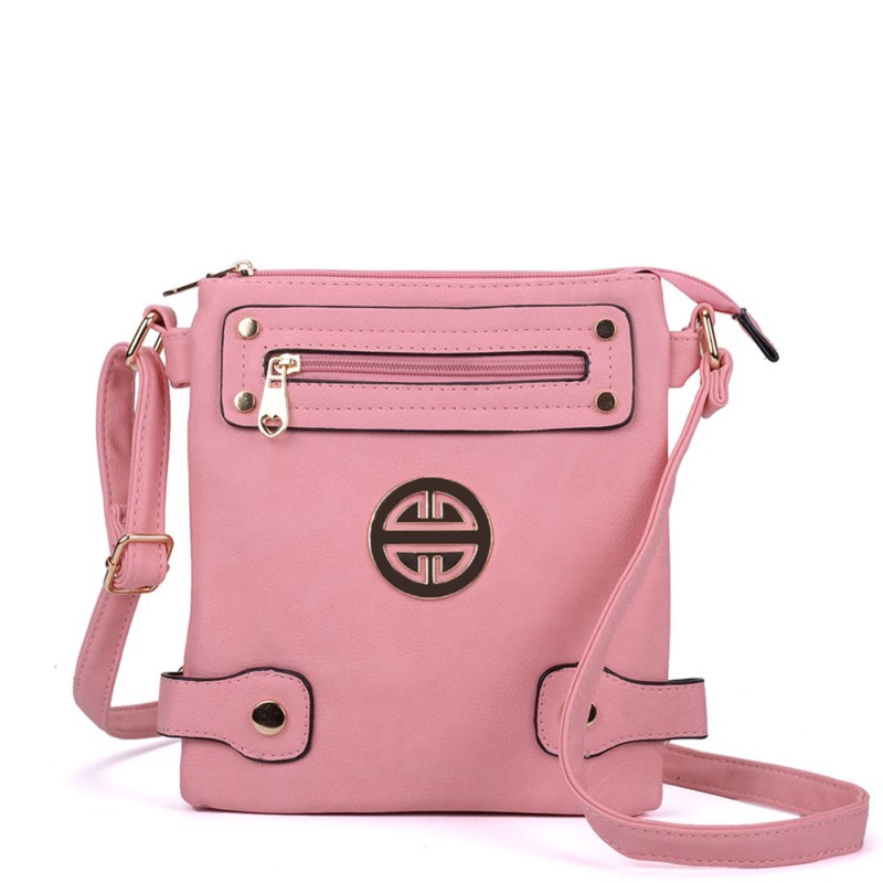 VK5346 Pink - Messenger Bag With Zip Front Detail