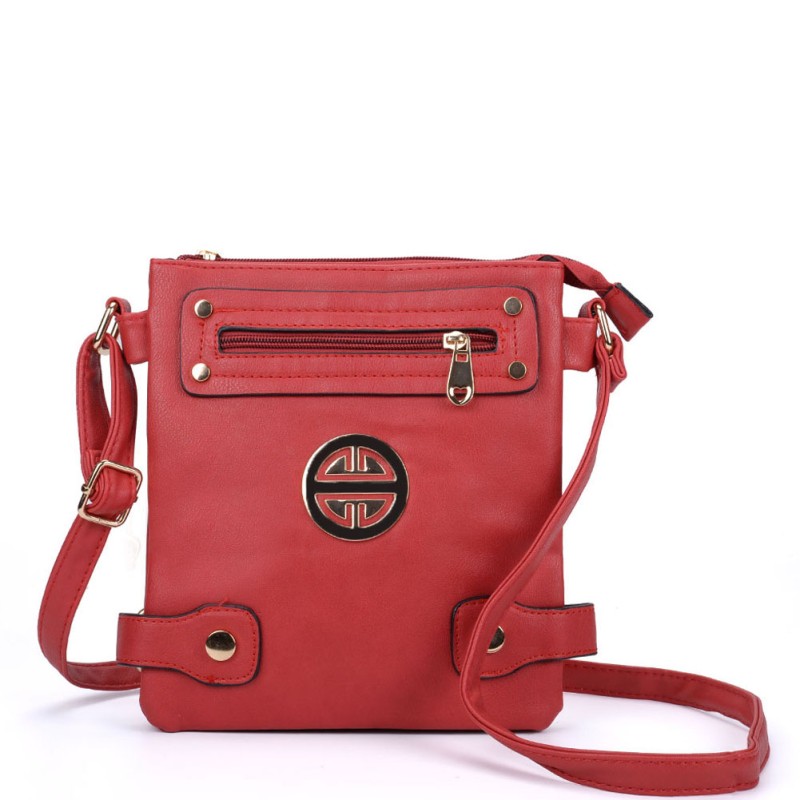 VK5346 Red - Messenger Bag With Zip Front Detail