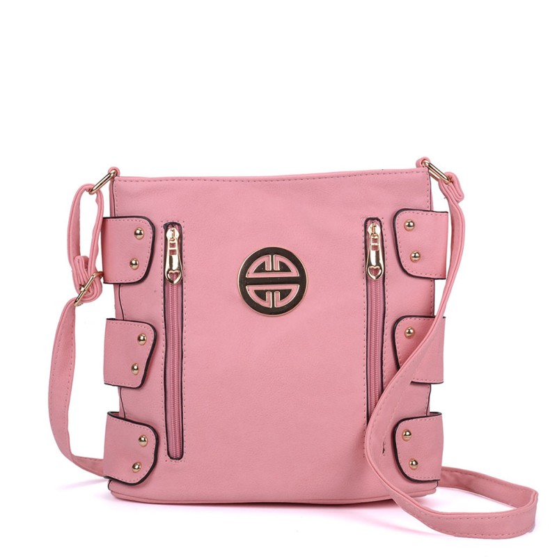 VK5349 Pink - Messenger Bag With Zip Front Detail