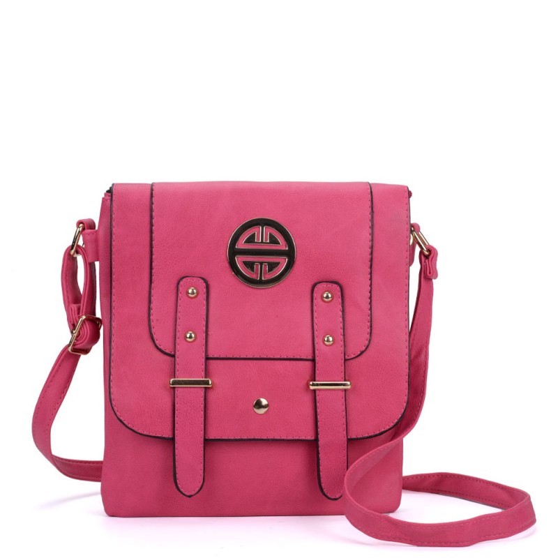 VK5350 Fushia - Metal Detail Crossbody Flap Bag