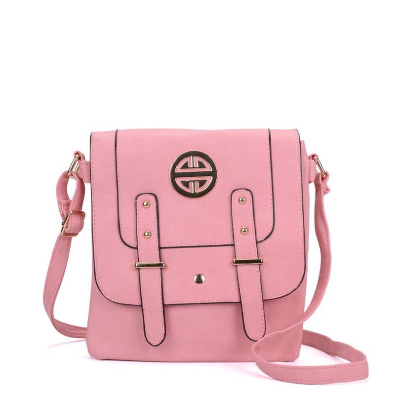 VK5350 Pink - Metal Detail Crossbody Flap Bag