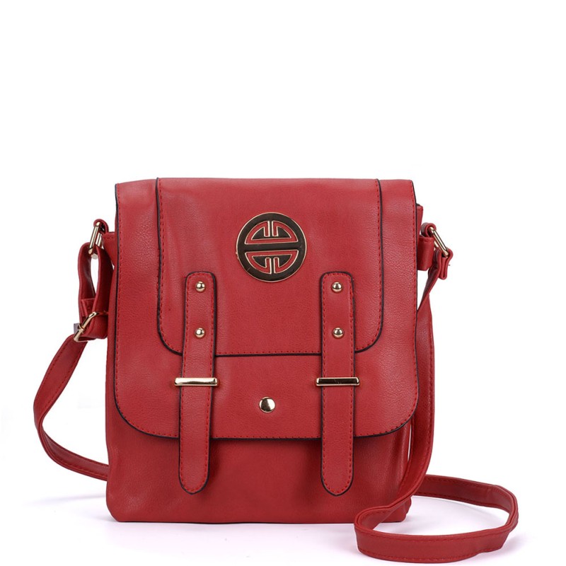 VK5350 Red - Metal Detail Crossbody Flap Bag