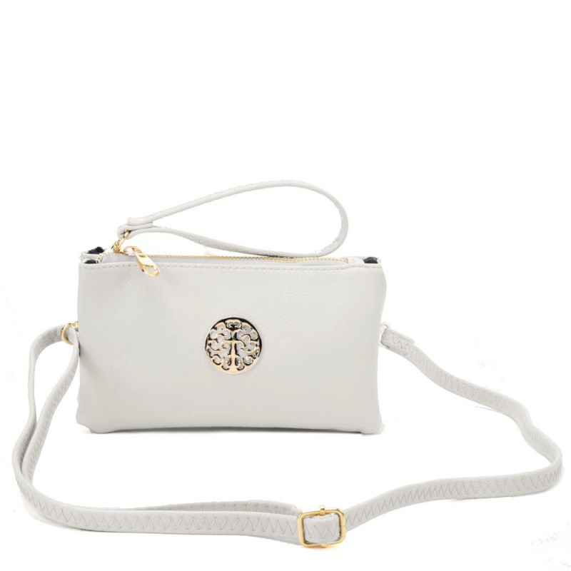 VK5530 White - Cute Crossbody Bag With Metal detail