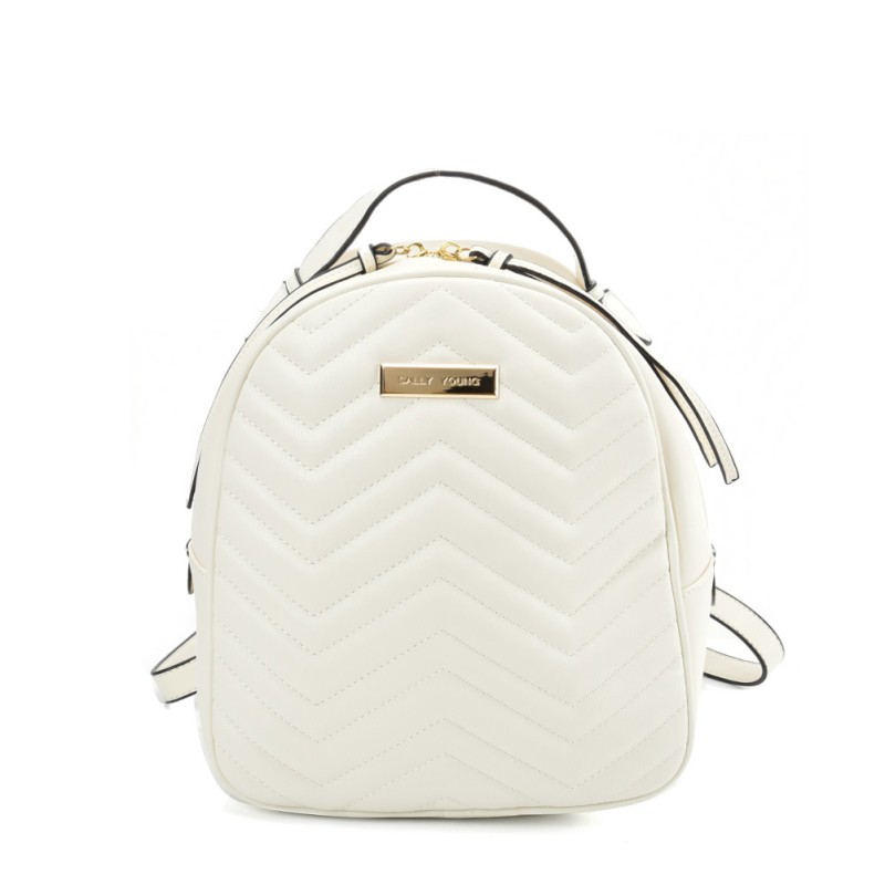 VK5535 WHITE - Solid Color Backpack With Hardware Decoration