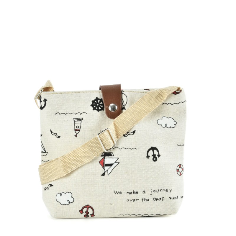 QQ2210 White - Cartoon Printing Cross body Bag for Girl